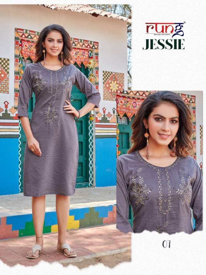 Rung Jessie Party Wear Heavy Chinon Silk Designer Kurti Collection